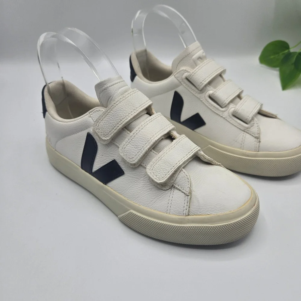 Veja Recife Sneakers White Navy Leather Triple Strap WMS US 5 EUR 36